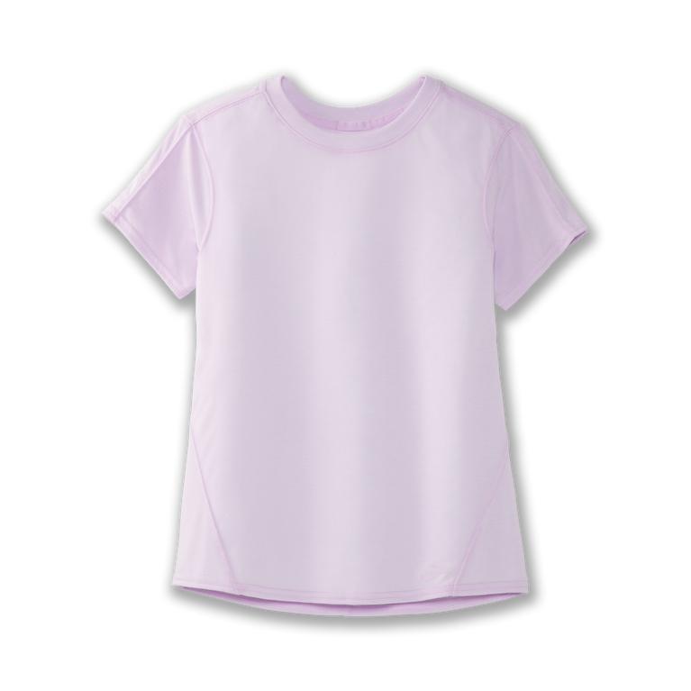 Brooks Distance Womens Short Sleeve Running Shirt - Heather Orchid Haze/Pink - Indonesia (XQSE-82736